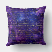 水彩紫インクパターンと金ゴールドスクリプト クッション (裏面)
