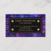 水彩紫インクパターンと金ゴールドスクリプト 名刺 (裏面)