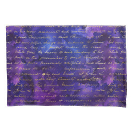 水彩紫インクパターンと金ゴールドスクリプト 枕カバー