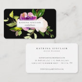 水彩紫エレガントのカスシフローラブラック 名刺 (正面/裏面)