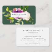 水彩紫エレガントのカスシフローラ緑 名刺 (正面/裏面)