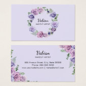 水彩紫エレガントフローラ名刺 (正面&裏面)