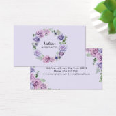 水彩紫エレガントフローラ名刺 (デスク)