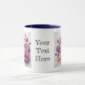 水彩紫エレガント紫バラフラワーマグ マグカップ (中央)