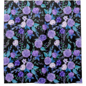 水彩紫エレガント色フローラブーケ| シャワーカーテン (正面)