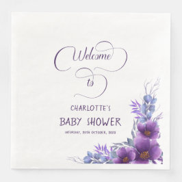 水彩紫エレガント花赤ちゃんシャワー