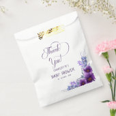 水彩紫エレガント花赤ちゃんシャワー フェイバーバッグ (封をした状態)