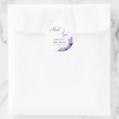 水彩紫エレガント花赤ちゃんシャワー ラウンドシール (バッグ)