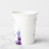 水彩紫エレガント花赤ちゃんシャワー 紙コップ (右)