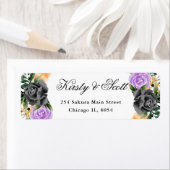 水彩紫オレンジブラック結婚花 ラベル (インサイチュ)