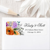 水彩紫オレンジブラック結婚花 ラベル (インサイチュ)