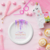 水彩紫オレンジ色のカスタムウェディングプレート ペーパープレート (パーティー)