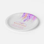 水彩紫オレンジ色のカスタムウェディングプレート ペーパープレート (アングル)