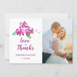 水彩紫オーキッドフローラ結婚の感謝 サンキューカード