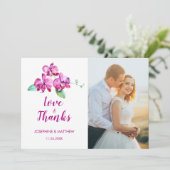 水彩紫オーキッドフローラ結婚の感謝 サンキューカード (スタンド正面)