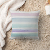 水彩紫ストライプ青スタイル クッション (ブランケット)