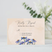 水彩紫デイジー素朴結婚/イベント 出欠カード (スタンド正面)