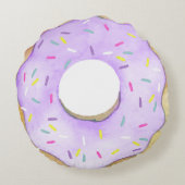 水彩紫ドーナツにかわいいドーナツ ラウンドクッション (裏面)
