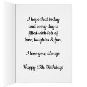 水彩紫ハート15番目の誕生日娘 (内側 (右))