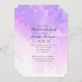 水彩紫バチェロレッテ。ラベンダー 招待状 (正面/裏面)