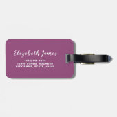 水彩紫バラフローラ パーソナライズされた ラゲッジタグ (裏面横)