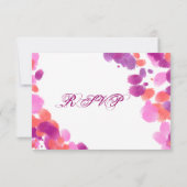 水彩紫ピンクサンゴ婚礼出欠届けカード 出欠カード (裏面)