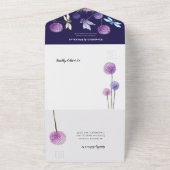 水彩紫フローラすべて1つの結婚式の招待 オールインワン招待状 (外側)