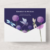水彩紫フローラすべて1つの結婚式の招待 オールインワン招待状 (裏面)