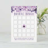 水彩紫フローラブライダルシャワービンゴ 招待状 (スタンド正面)