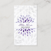 水彩紫フローラメイクアップアーティストカード