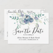 水彩紫フローラ保存日 案内ポストカード (正面/裏面)