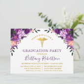 水彩紫フローラ医学卒業パーティー 招待状 (スタンド正面)