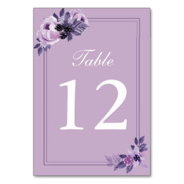 水彩紫フローラ結婚の表番号 テーブルナンバー