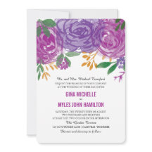 水彩紫フローラ結婚ズ