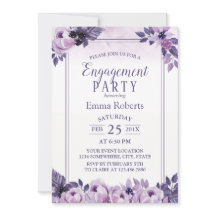 水彩紫フローラ結婚婚約パーティ
