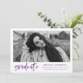 水彩紫ブラシスクリプト卒業パーティー 招待状 (スタンド正面)