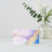 水彩紫モダンインク金ゴールド抽象芸術大理石 名刺 (スタンド正面)