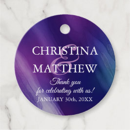 水彩紫モダンネイビーブルー結婚ズ フェイバータグ