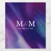 水彩紫モダンネイビーブルー結婚ズ ワインラベル (シングルラベル)