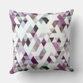 水彩紫モダン灰色の三角形パターン クッション (裏面)