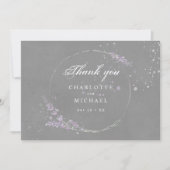 水彩紫ラベンダーグレーズ結婚の花 サンキューカード (正面)