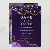 水彩紫大理石ゲートGeodeライト写真 セーブザデート (正面/裏面)