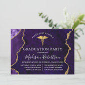 水彩紫大理石金ゴールドメディカルグラードパーティー 招待状 (スタンド正面)