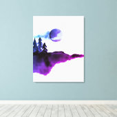 水彩紫山月松木 キャンバスプリント (インサイチュ (ウッドフロア))