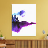 水彩紫山月松木 キャンバスプリント (インサイチュ (リビング))