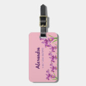 水彩紫彩植物フローラアート ラゲッジタグ (正面縦)