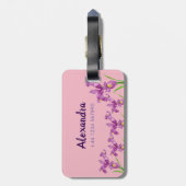 水彩紫彩植物フローラアート ラゲッジタグ (裏面縦)