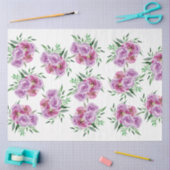 水彩紫梅と青牡丹バラ 薄葉紙 (クラフト)