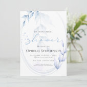 水彩紫淡い色の色と埃の多い青い葉 招待状 (スタンド正面)