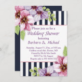 水彩紫紫の花ウェディングシャワー 招待状 (正面/裏面)